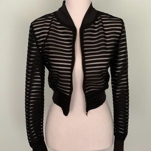Sheer Striped Cropped Jacket